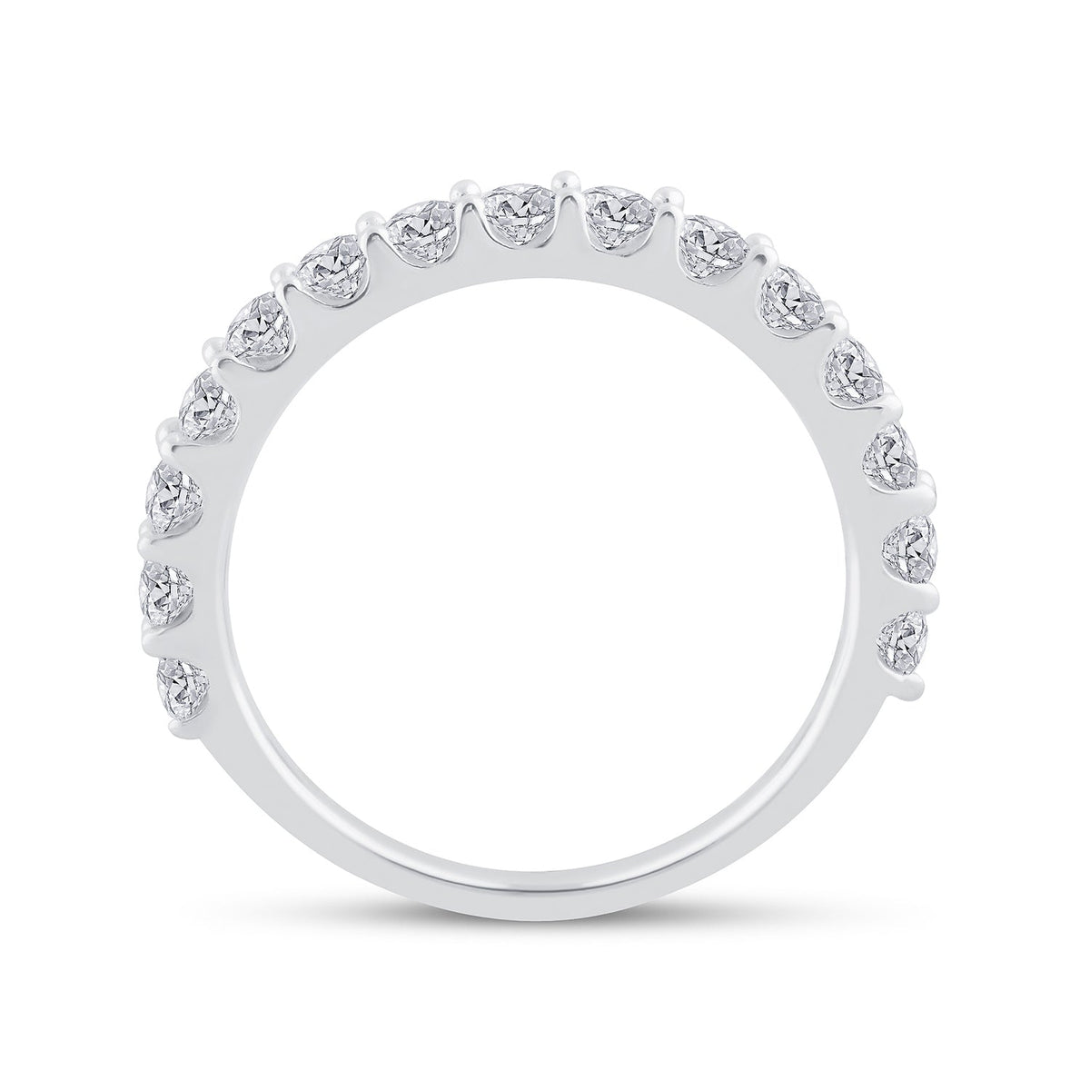 14K White Gold Round Diamond Women's Pave Set Single Row Wedding Band 1 Cttw - Splendid Jewellery