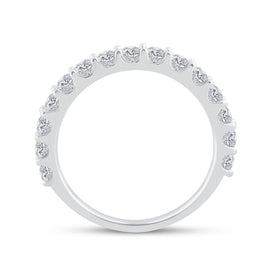 14K White Gold Round Diamond Women's Pave Set Single Row Wedding Band 1 Cttw - Splendid Jewellery