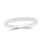 14K White Gold Round Diamond Women's Pave Set Single Row Wedding Band 1/4 Cttw - Splendid Jewellery