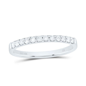 14K White Gold Round Diamond Women's Pave Set Single Row Wedding Band 1/4 Cttw - Splendid Jewellery