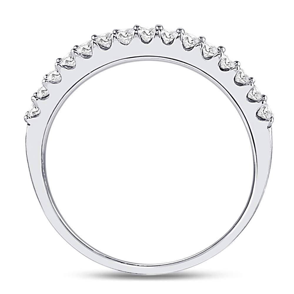 14K White Gold Round Diamond Women's Pave Set Single Row Wedding Band 1/4 Cttw - Splendid Jewellery