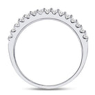 14K White Gold Round Diamond Women's Pave Set Single Row Wedding Band 1/4 Cttw - Splendid Jewellery