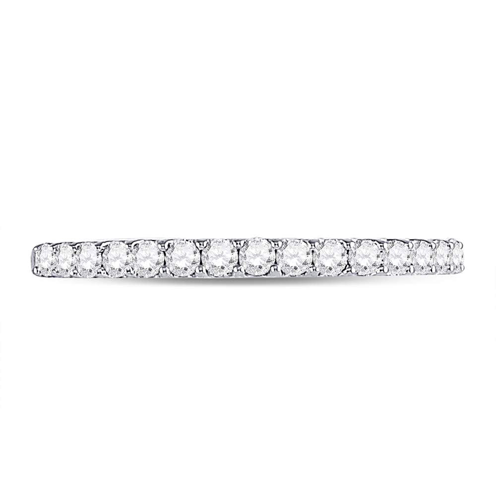 14K White Gold Round Diamond Women's Pave Set Single Row Wedding Band 1/4 Cttw - Splendid Jewellery