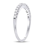 14K White Gold Round Diamond Women's Pave Set Single Row Wedding Band 1/4 Cttw - Splendid Jewellery