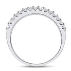 14K White Gold Round Diamond Women's Pave Set Single Row Wedding Band 1/4 Cttw - Splendid Jewellery