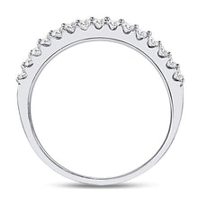 Load image into Gallery viewer, 14K White Gold Round Diamond Women's Pave Set Single Row Wedding Band 1/4 Cttw - Splendid Jewellery