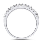 14K White Gold Round Diamond Women's Pave Set Single Row Wedding Band 1/4 Cttw - Splendid Jewellery