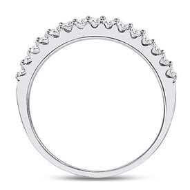 14K White Gold Round Diamond Women's Pave Set Single Row Wedding Band 1/4 Cttw - Splendid Jewellery