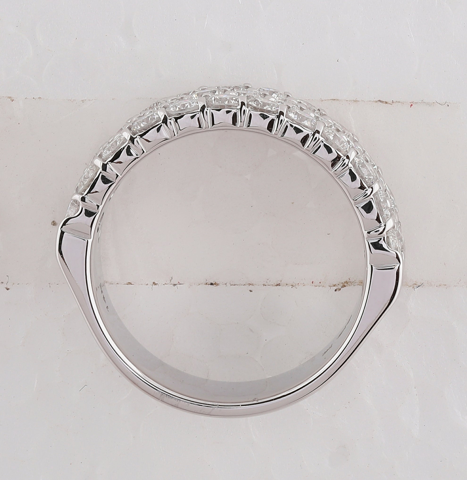 14K White Gold Round Diamond Women's Pave Set Triple Row Wedding Band 2 Cttw - Splendid Jewellery