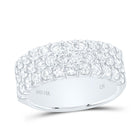 14K White Gold Round Diamond Women's Pave Set Triple Row Wedding Band 2 Cttw - Splendid Jewellery