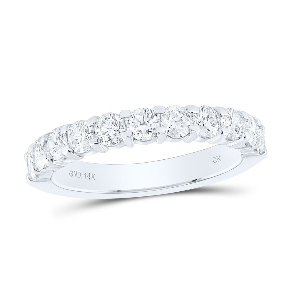 14K White Gold Round Diamond Women's Pave Set Wedding Band 1 Cttw - Splendid Jewellery