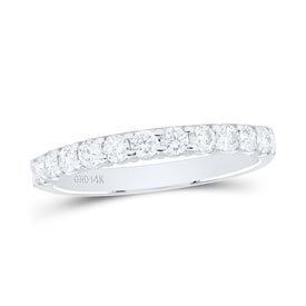 14K White Gold Round Diamond Women's Pave Set Wedding Band - Splendid Jewellery