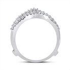 14K White Gold Round Diamond Women's Ring Guard Wrap Enhancer Wedding Band 1/2 Cttw - Splendid Jewellery