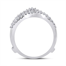 Load image into Gallery viewer, 14K White Gold Round Diamond Women's Ring Guard Wrap Enhancer Wedding Band 1/2 Cttw - Splendid Jewellery