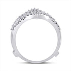 14K White Gold Round Diamond Women's Ring Guard Wrap Enhancer Wedding Band 1/2 Cttw - Splendid Jewellery