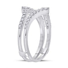 14K White Gold Round Diamond Women's Ring Guard Wrap Enhancer Wedding Band 1/2 Cttw - Splendid Jewellery