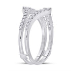 14K White Gold Round Diamond Women's Ring Guard Wrap Enhancer Wedding Band 1/2 Cttw - Splendid Jewellery