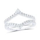 14K White Gold Round Diamond Women's Ring Guard Wrap Enhancer Wedding Band 1/2 Cttw - Splendid Jewellery