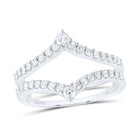 14K White Gold Round Diamond Women's Ring Guard Wrap Enhancer Wedding Band 1/2 Cttw - Splendid Jewellery
