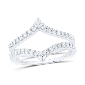14K White Gold Round Diamond Women's Ring Guard Wrap Enhancer Wedding Band 1/2 Cttw - Splendid Jewellery