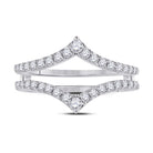 14K White Gold Round Diamond Women's Ring Guard Wrap Enhancer Wedding Band 1/2 Cttw - Splendid Jewellery