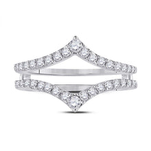 Load image into Gallery viewer, 14K White Gold Round Diamond Women's Ring Guard Wrap Enhancer Wedding Band 1/2 Cttw - Splendid Jewellery