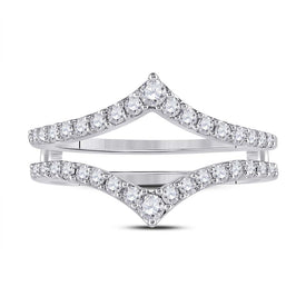 14K White Gold Round Diamond Women's Ring Guard Wrap Enhancer Wedding Band 1/2 Cttw - Splendid Jewellery
