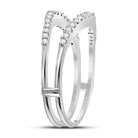 14K White Gold Round Diamond Women's Ring Guard Wrap Enhancer Wedding Band 1/4 Cttw - Splendid Jewellery