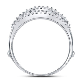 14K White Gold Round Diamond Women's Ring Guard Wrap Enhancer Wedding Band 1/4 Cttw - Splendid Jewellery
