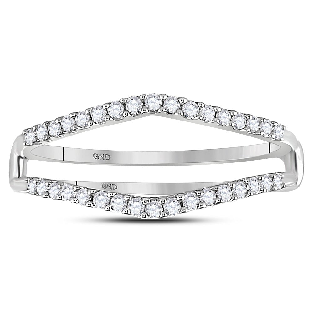 14K White Gold Round Diamond Women's Ring Guard Wrap Enhancer Wedding Band 1/4 Cttw - Splendid Jewellery