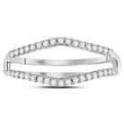 14K White Gold Round Diamond Women's Ring Guard Wrap Enhancer Wedding Band 1/4 Cttw - Splendid Jewellery
