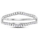14K White Gold Round Diamond Women's Ring Guard Wrap Enhancer Wedding Band 1/4 Cttw - Splendid Jewellery