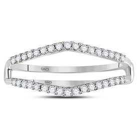 14K White Gold Round Diamond Women's Ring Guard Wrap Enhancer Wedding Band 1/4 Cttw - Splendid Jewellery