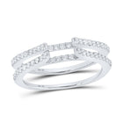 14K White Gold Round Diamond Women's Ring Guard Wrap Solitaire Enhancer 1/2 Cttw - Splendid Jewellery