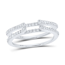 14K White Gold Round Diamond Women's Ring Guard Wrap Solitaire Enhancer 1/2 Cttw - Splendid Jewellery