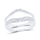 14K White Gold Round Diamond Women's Ring Guard Wrap Solitaire Enhancer 1/4 Cttw - Splendid Jewellery