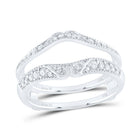 14K White Gold Round Diamond Women's Ring Guard Wrap Solitaire Enhancer 1/4 Cttw - Splendid Jewellery