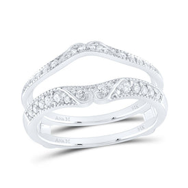 14K White Gold Round Diamond Women's Ring Guard Wrap Solitaire Enhancer 1/4 Cttw - Splendid Jewellery