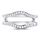 14K White Gold Round Diamond Women's Ring Guard Wrap Solitaire Enhancer 1/4 Cttw - Splendid Jewellery