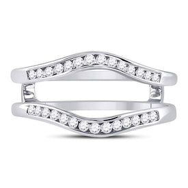 14K White Gold Round Diamond Women's Ring Guard Wrap Solitaire Enhancer 1/4 Cttw - Splendid Jewellery