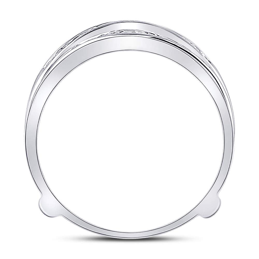 14K White Gold Round Diamond Women's Ring Guard Wrap Solitaire Enhancer 1/4 Cttw - Splendid Jewellery