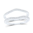 14K White Gold Round Diamond Women's Ring Guard Wrap Solitaire Enhancer Band 1/4 Cttw - Splendid Jewellery