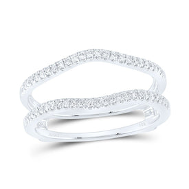 14K White Gold Round Diamond Women's Ring Guard Wrap Solitaire Enhancer Band 1/4 Cttw - Splendid Jewellery