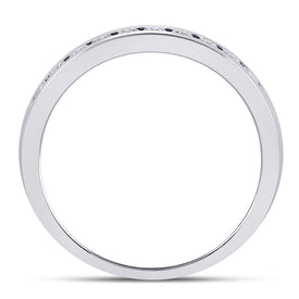 14K White Gold Round Diamond Women's Single Row Channel Set Wedding Band 1/3 Cttw - Splendid Jewellery