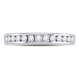14K White Gold Round Diamond Women's Single Row Channel Set Wedding Band 1/3 Cttw - Splendid Jewellery