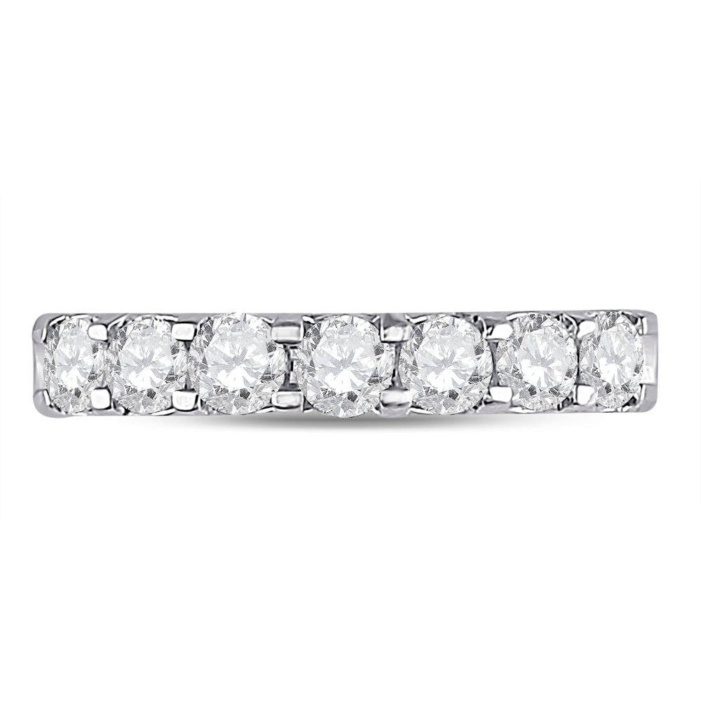 14K White Gold Round Diamond Women's Single Row Comfort Wedding Band 1 Cttw - Splendid Jewellery