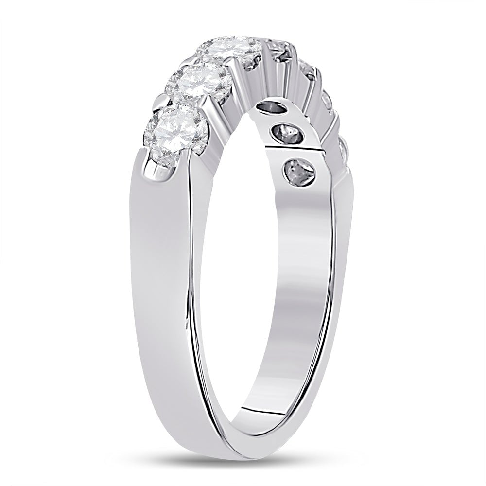 14K White Gold Round Diamond Women's Single Row Comfort Wedding Band 1 Cttw - Splendid Jewellery