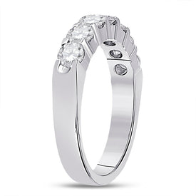 14K White Gold Round Diamond Women's Single Row Comfort Wedding Band 1 Cttw - Splendid Jewellery