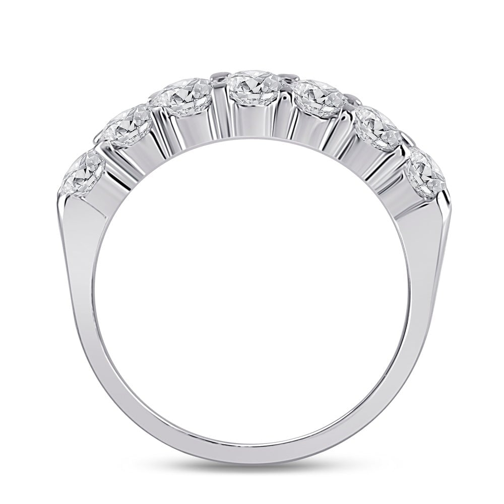 14K White Gold Round Diamond Women's Single Row Comfort Wedding Band 1 Cttw - Splendid Jewellery