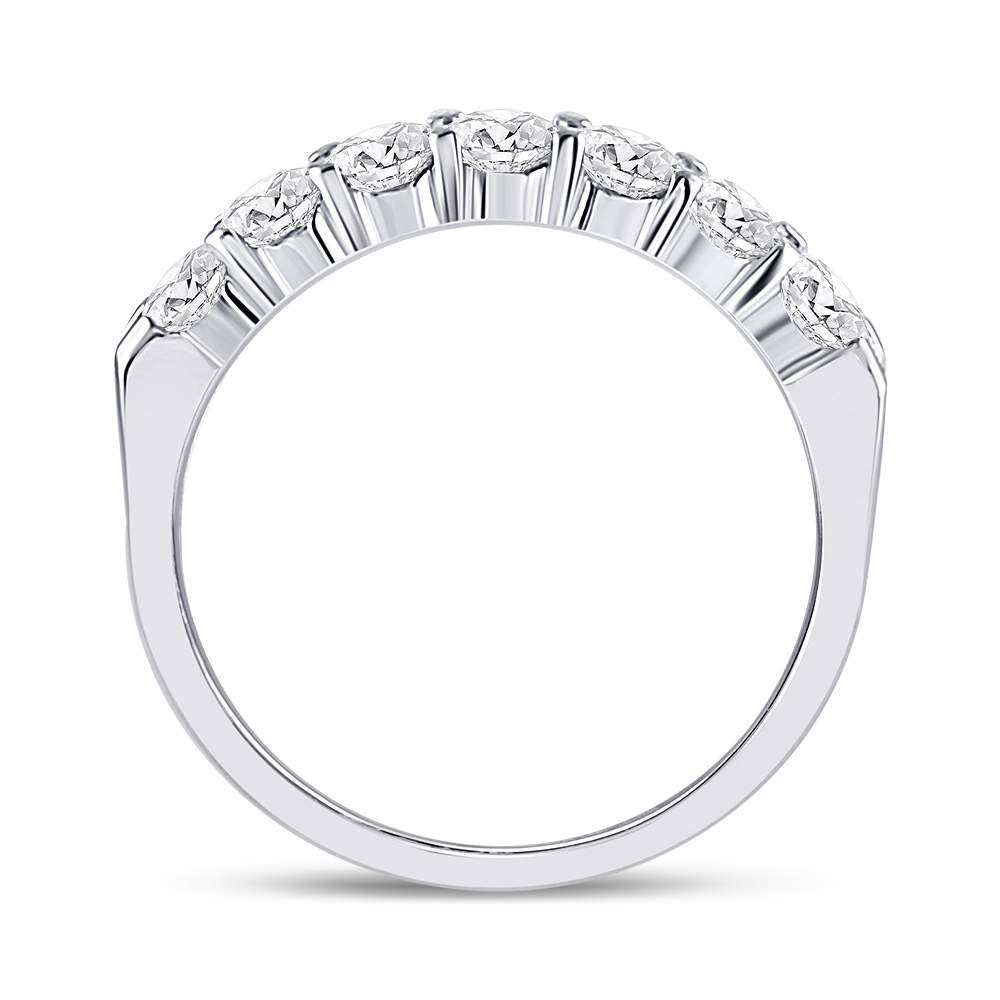 14K White Gold Round Diamond Women's Single Row Comfort Wedding Band 3/4 Cttw - Splendid Jewellery
